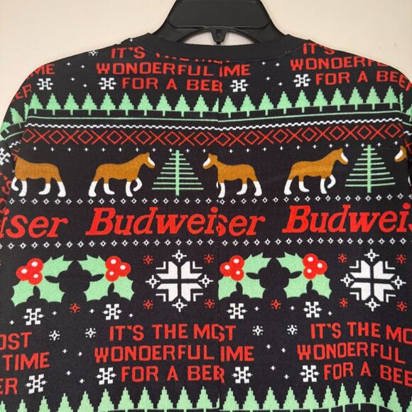 Budweiser men's size XL one piece clydesdales beer holiday Christmas pajamas pjs - Picture 6 of 12